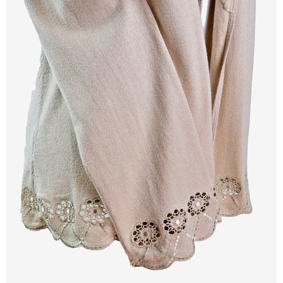 Ann Taylor Size 8 Open Eyelet Trim Cardigan Sweater Open Front Beige - Picture 8 of 10